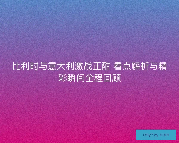 比利时与意大利激战正酣 看点解析与精彩瞬间全程回顾