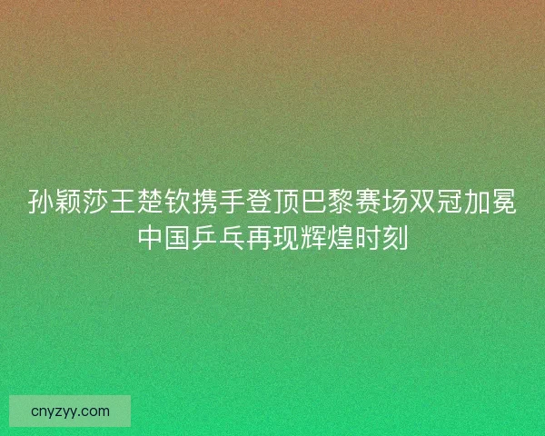孙颖莎王楚钦携手登顶巴黎赛场双冠加冕中国乒乓再现辉煌时刻