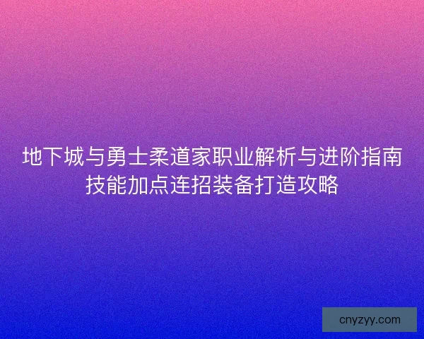 地下城与勇士柔道家职业解析与进阶指南技能加点连招装备打造攻略
