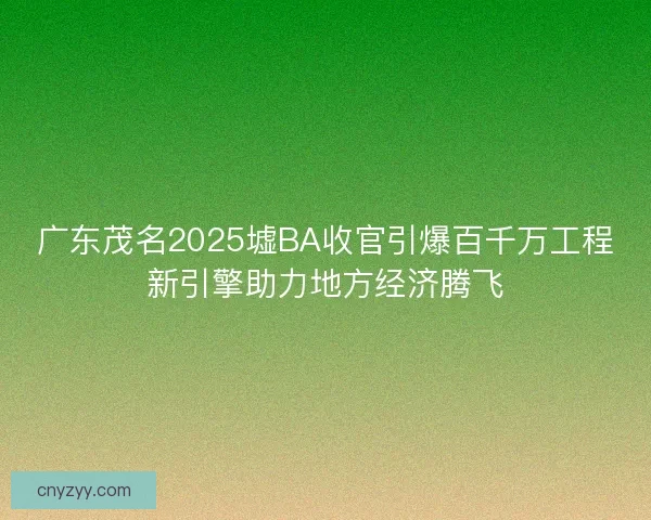 广东茂名2025墟BA收官引爆百千万工程新引擎助力地方经济腾飞